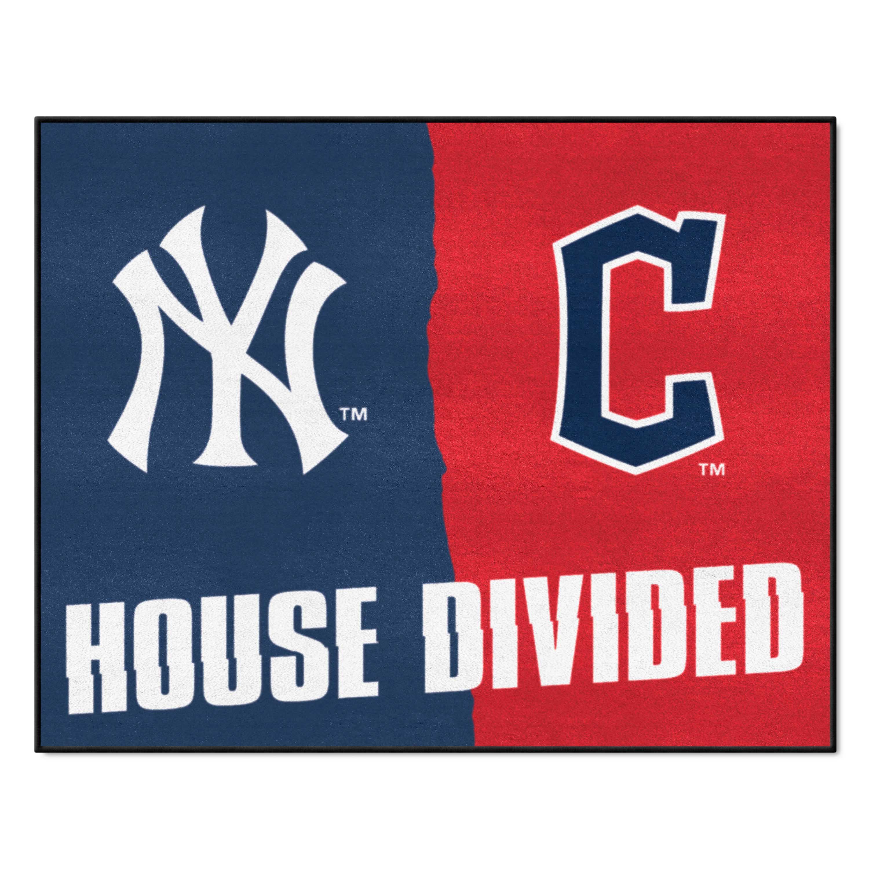 MLB House Divided - Yankees / Guardians House Divided House Divided Rug - 34 in. x 42.5 in.