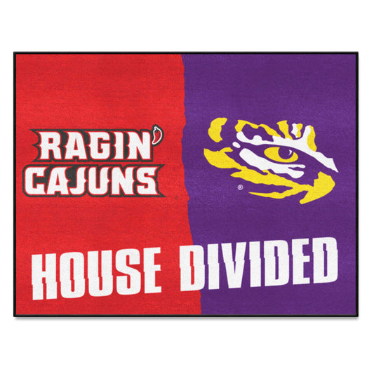 House Divided - UL-Lafayette / LSU House Divided House Divided Rug - 34 in. x 42.5 in. - House Divided - UL-Lafayette / LSU