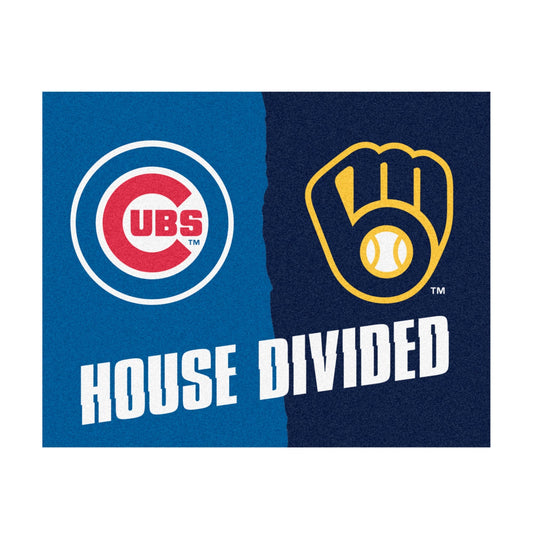 MLB House Divided - Cubs / Brewers House Divided Rug - 34 in. x 42.5 in. - MLB House Divided - Cubs / Brewers