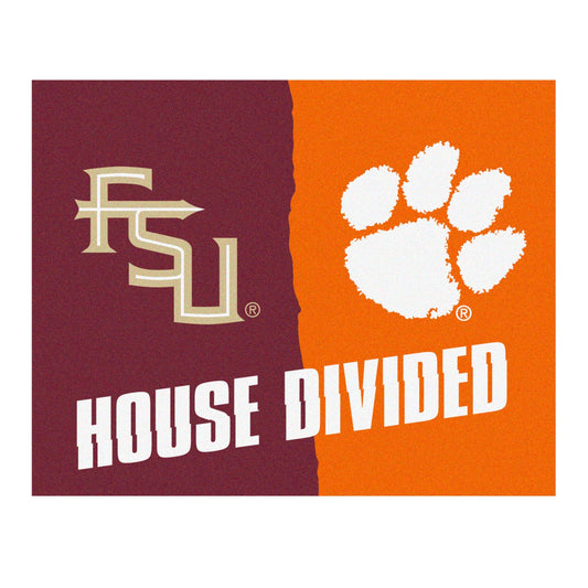 House Divided - Florida State / Clemson House Divided House Divided Rug - 34 in. x 42.5 in. - House Divided - Florida State / Clemson