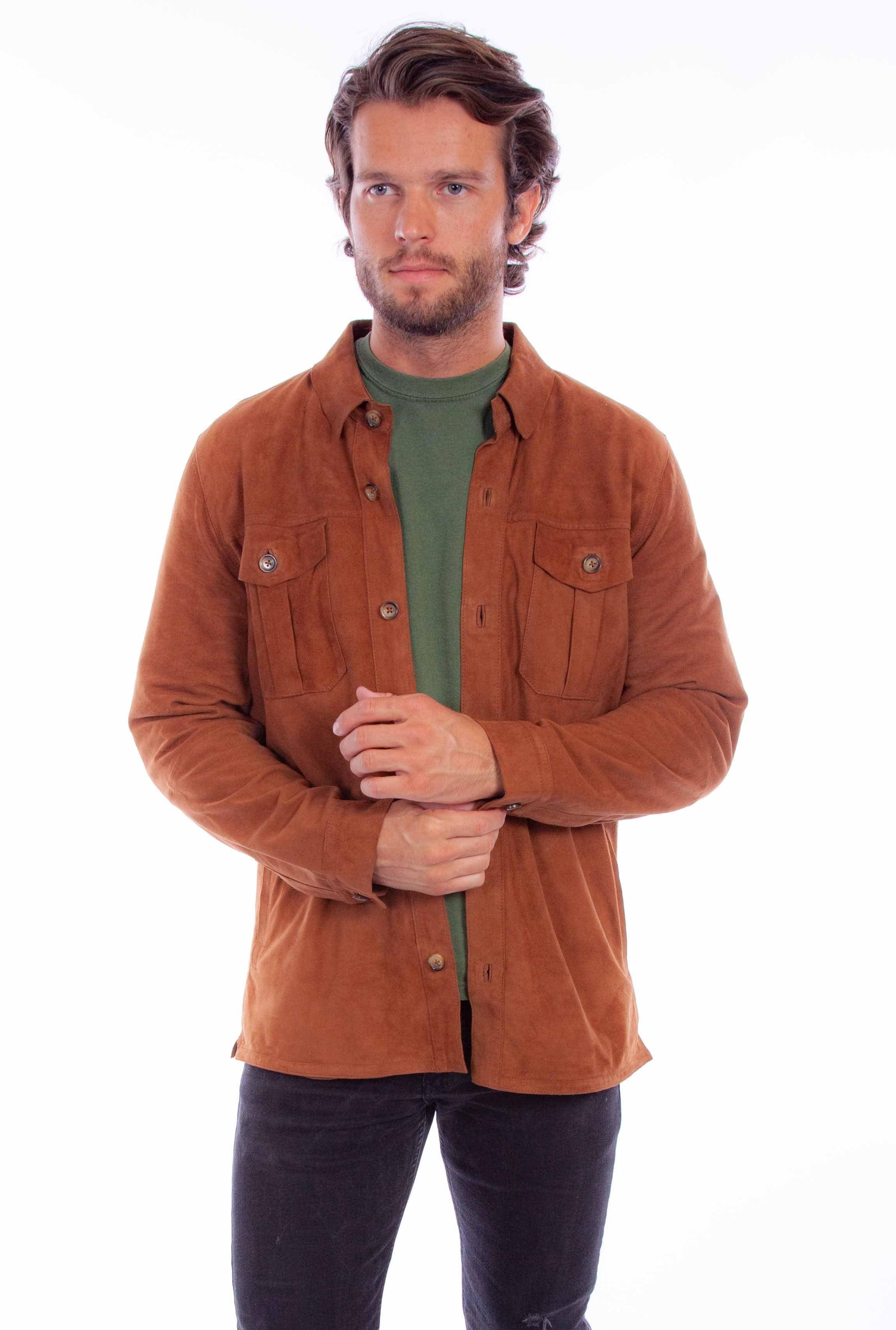 leatherwear mens cinnamon 100% leather button up