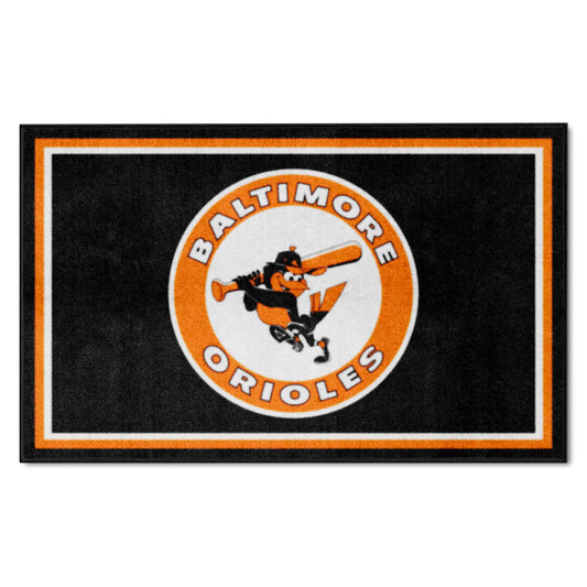 Baltimore Orioles 4ft. x 6ft. Plush Area Rug 1975 Retro Logo - Baltimore Orioles