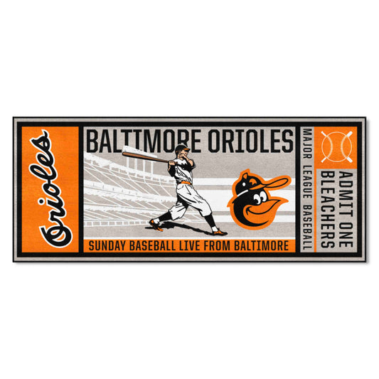 Baltimore Orioles Ticket Runner Rug - 30in. x 72in. 1975 Retro Logo