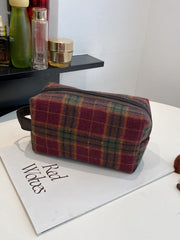 Contrast Plaid Clutch with Zipper - Trendsi