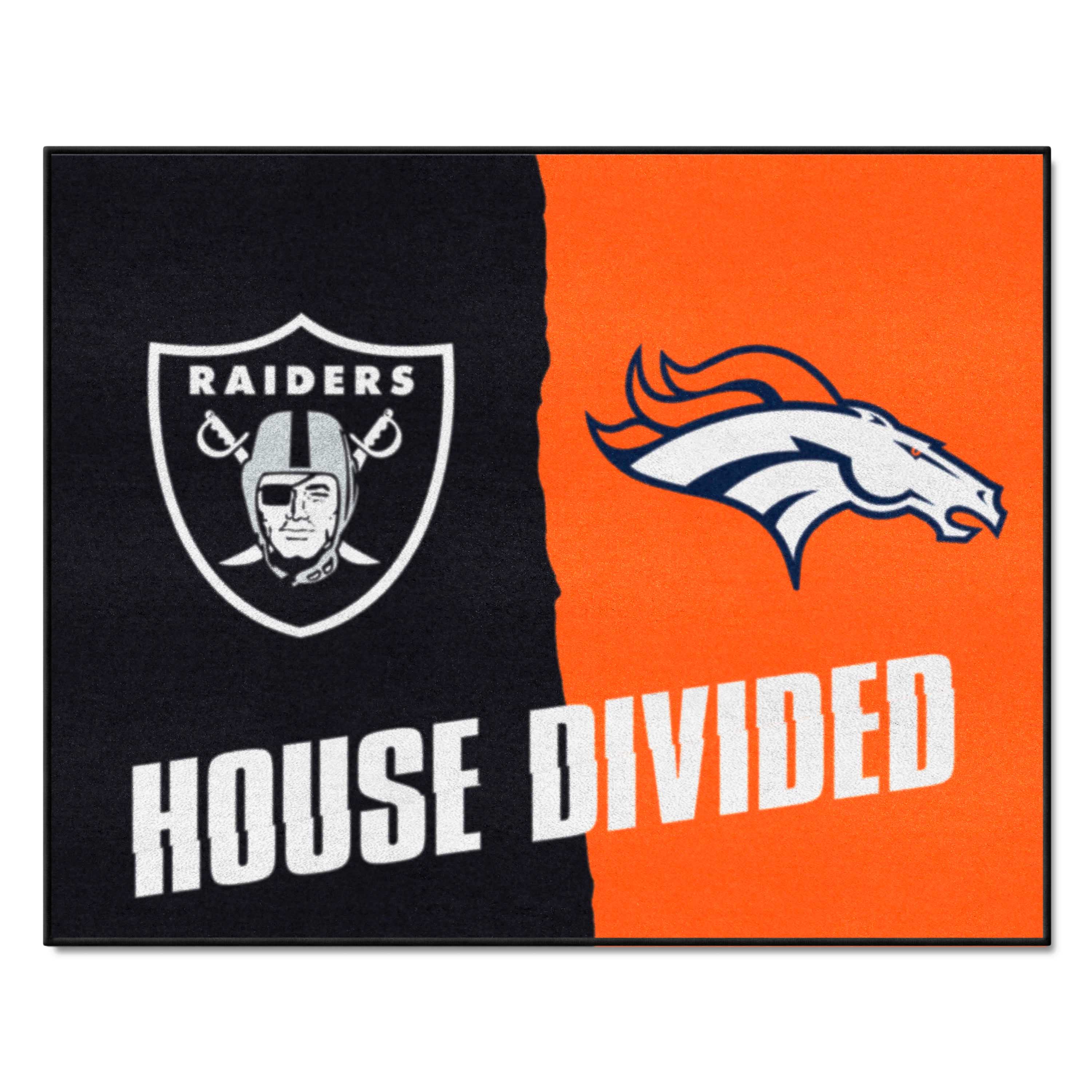 NFL House Divided - Raiders / Broncos House Divided Rug - 34 in. x 42.5 in. - NFL House Divided - Raiders / Broncos