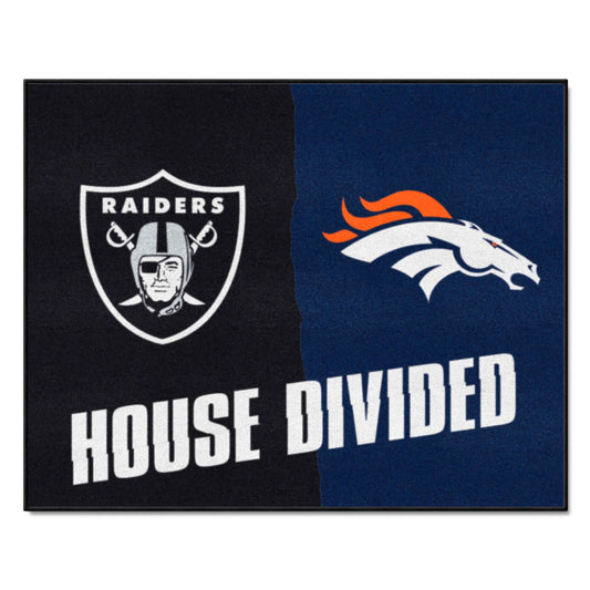 NFL House Divided - Broncos / Raiders House Divided Rug - 34 in. x 42.5 in. - NFL House Divided - Broncos / Raiders