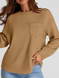 Full Size Texture Round Neck Long Sleeve Sweatshirt - Trendsi