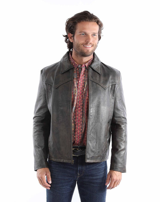 Scully leather Brown Men's zip front jacket 2064