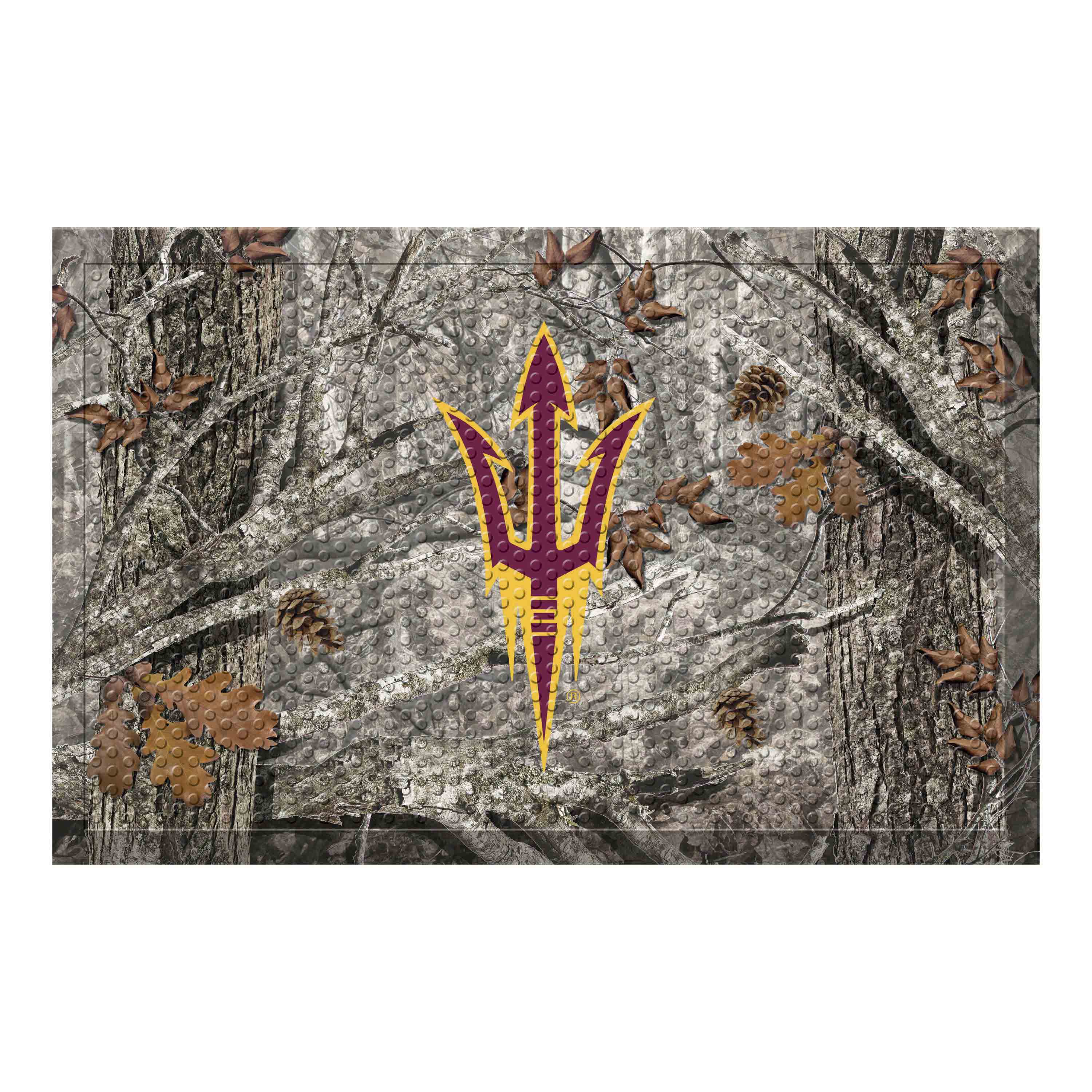 Arizona State Sun Devils Rubber Scraper Door Mat, Camo Color - Camo, "Pitchfork" Logo - Arizona State