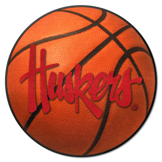 Nebraska Cornhuskers Basketball Rug - 27in. Diameter, "Huskers"