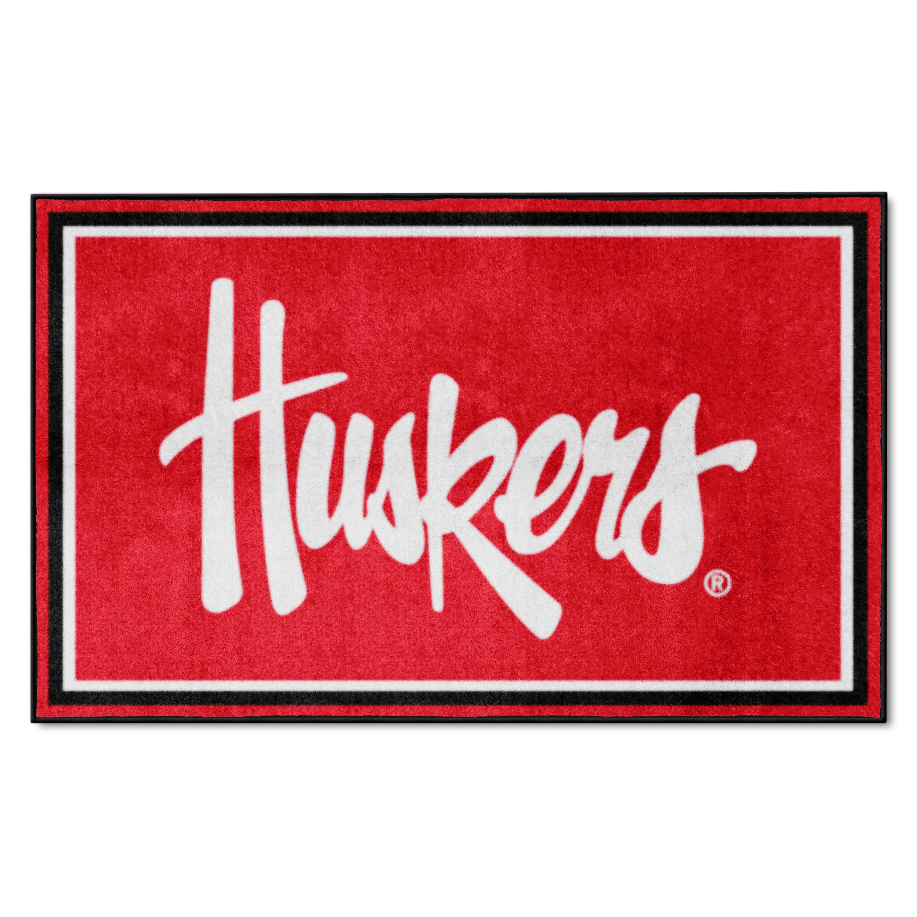 Nebraska Cornhuskers 4ft. x 6ft. Plush Area Rug, "Huskers" - Nebraska