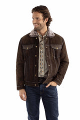 leatherwear mens chocolate 100% leather jean jacket