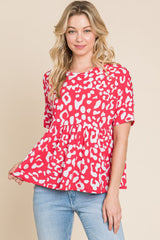 Blusa babydoll con peplum de leopardo de BOMBOM