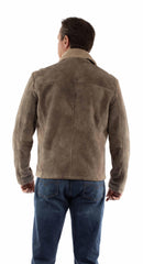 leatherwear mens light grey 100% leather zip front jacket