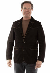 leatherwear mens black lamb suede 100% leather blazer