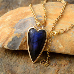 Copper Labradorite Heart Shape Necklace