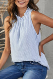 Frill Swiss Dot Round Neck Tank - Flyclothing LLC