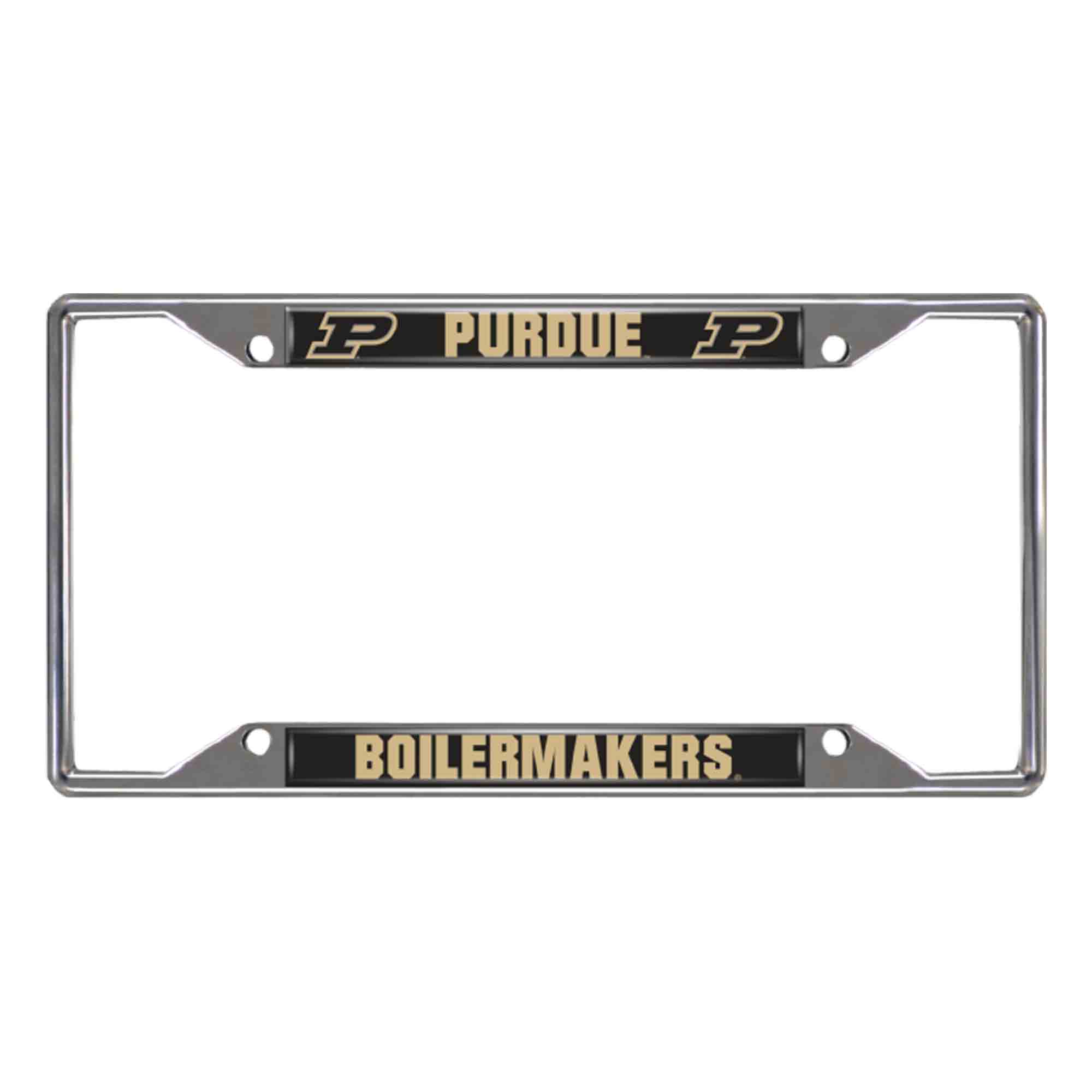 Purdue Boilermakers Chrome Metal License Plate Frame, 6.25in x 12.25in