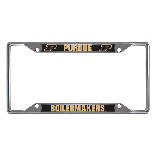 Purdue Boilermakers Chrome Metal License Plate Frame, 6.25in x 12.25in