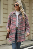 Houndstooth Button Up Dropped Shoulder Coat - Trendsi