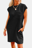 Textured Round Neck Cap Sleeve Dress Trendsi