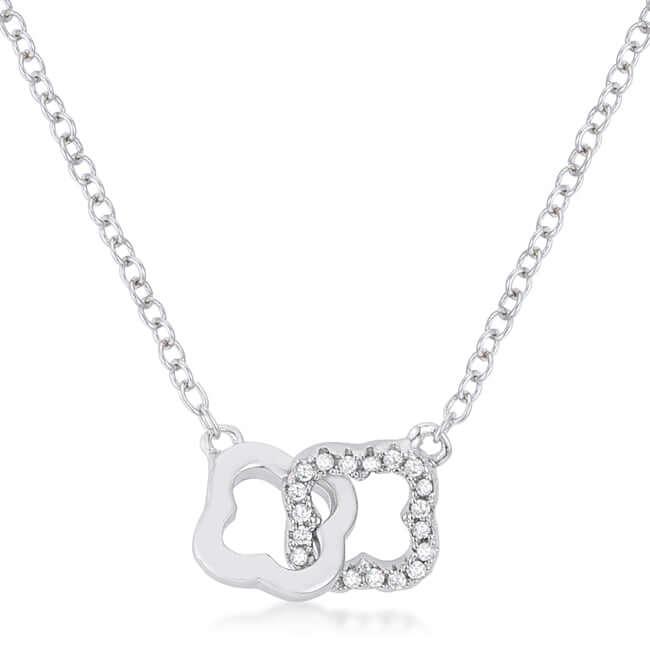 .21 Ct Rhodium Necklace with Floral Links - JGI