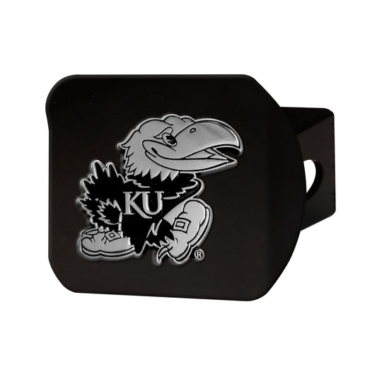 Kansas Jayhawks Black Metal Hitch Cover with Metal Chrome 3D Emblem