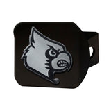 Louisville Cardinals Black Metal Hitch Cover with Metal Chrome 3D Emblem