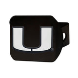 Miami Hurricanes Black Metal Hitch Cover with Metal Chrome 3D Emblem