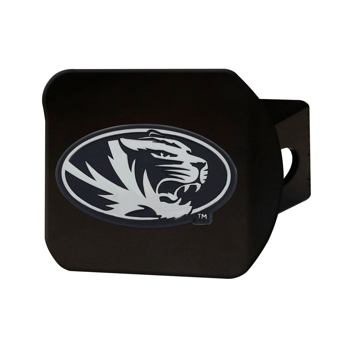 Missouri Tigers Black Metal Hitch Cover with Metal Chrome 3D Emblem