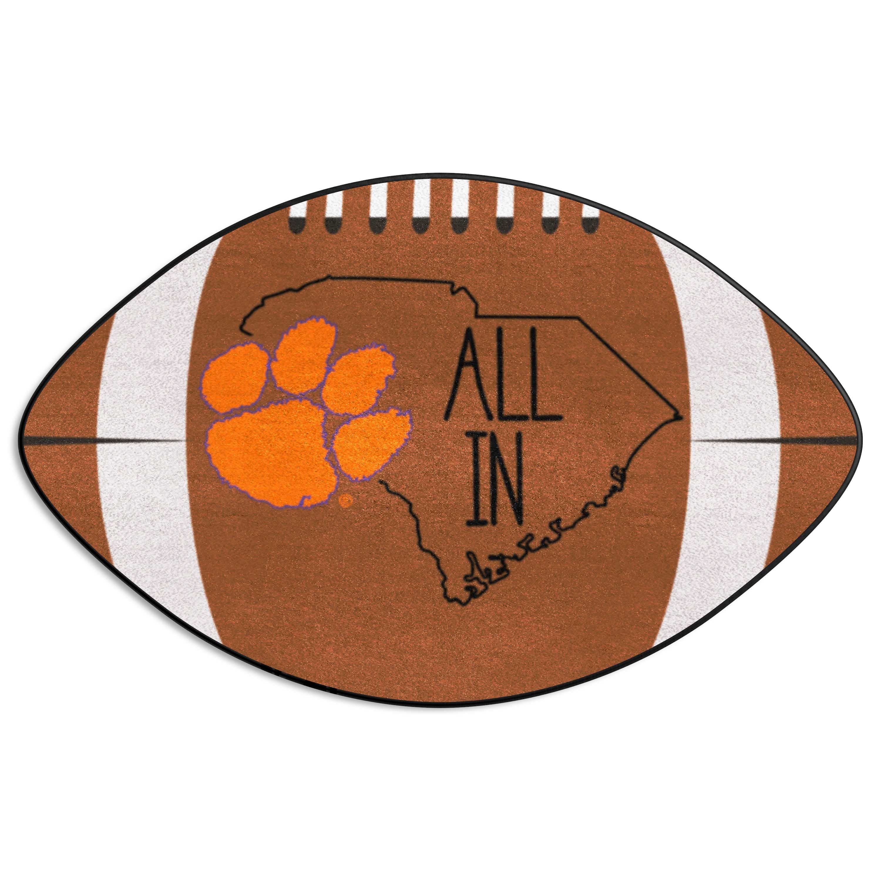 Clemson Tigers Southern Style Football Rug - 20.5in. x 32.5in.