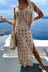 Openwork Slit Scoop Neck Sleeveless Cover Up Trendsi