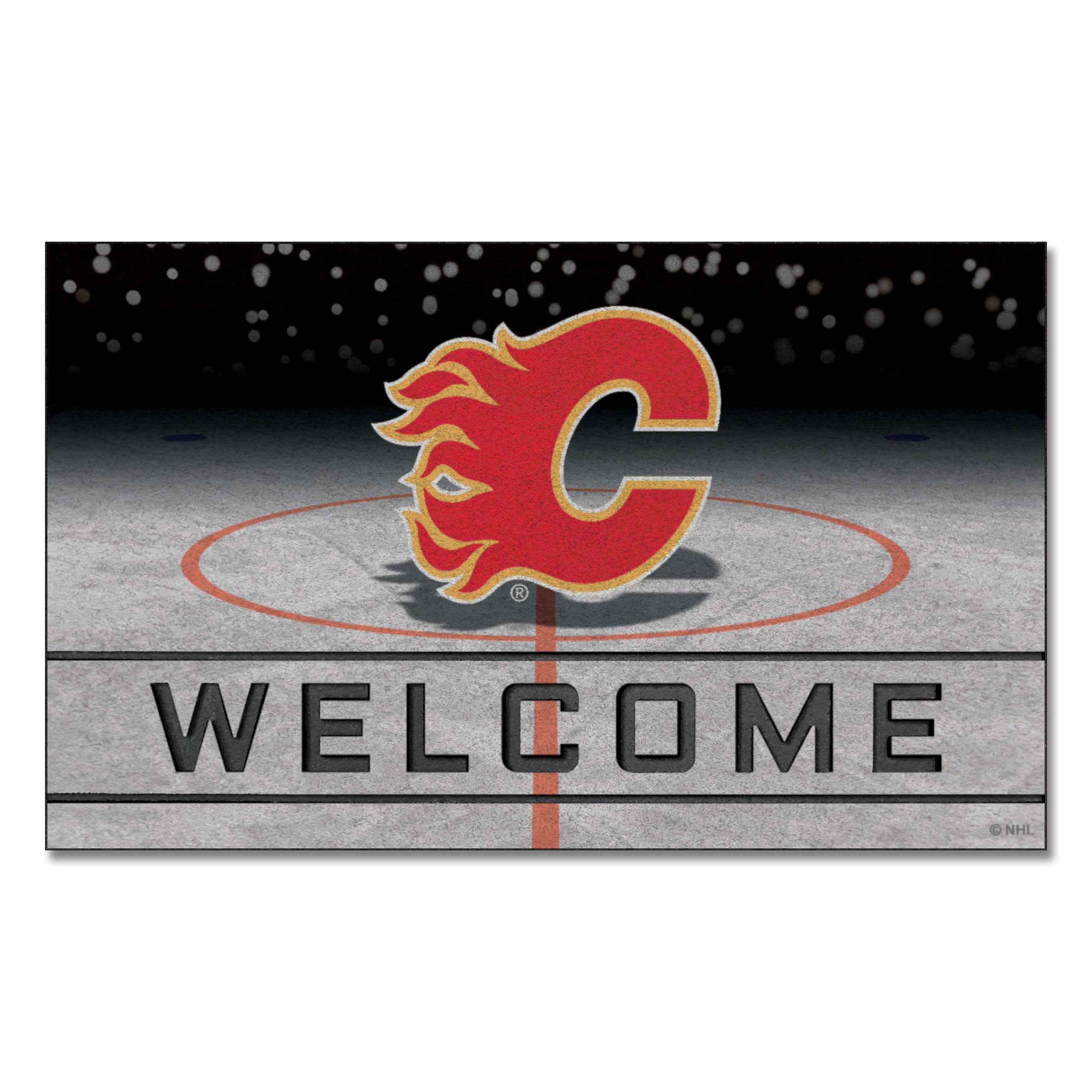 Calgary Flames Rubber Door Mat - 18in. x 30in. - Calgary Flames