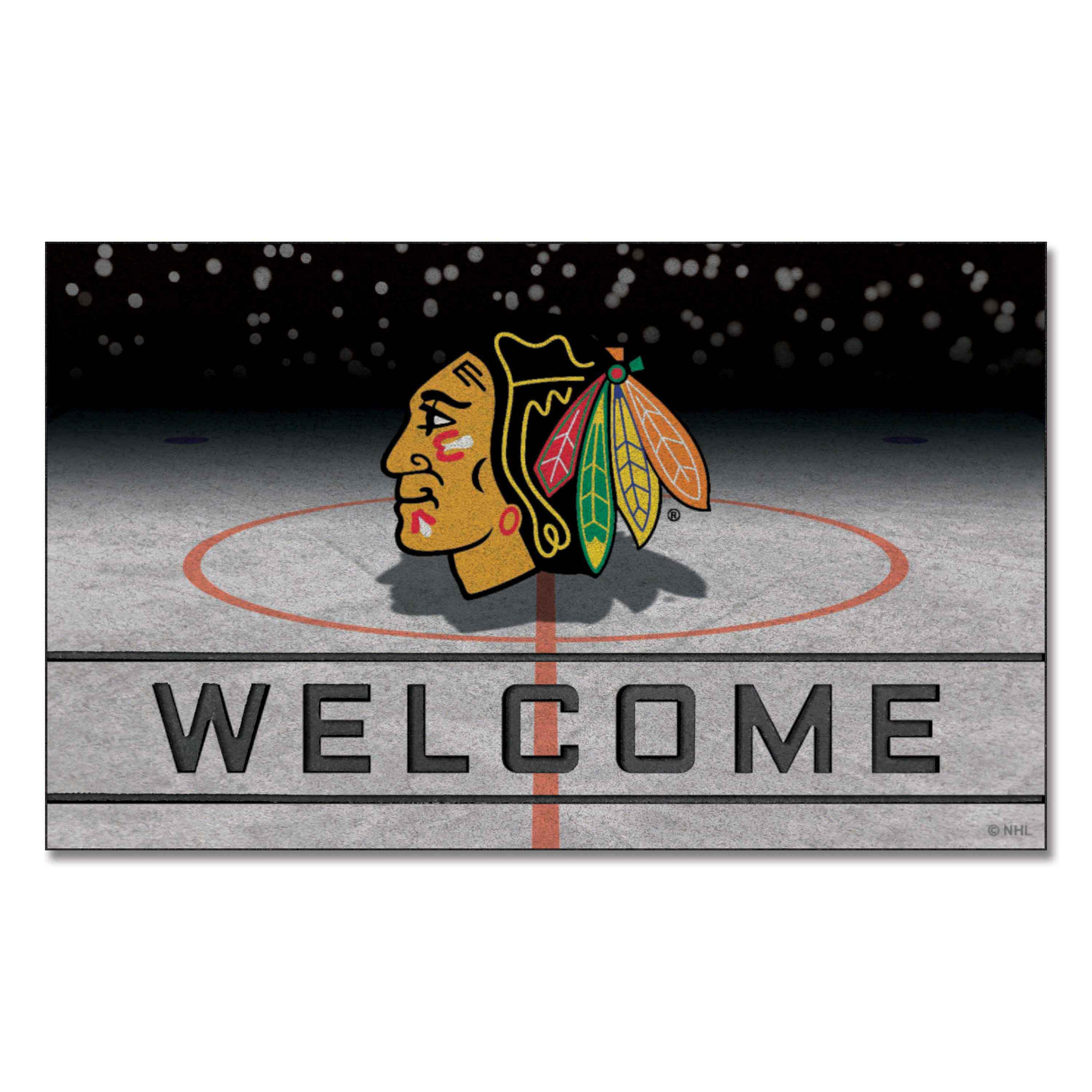 Chicago Blackhawks Rubber Door Mat - 18in. x 30in. - Chicago Blackhawks