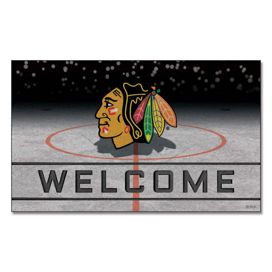 Chicago Blackhawks Rubber Door Mat - 18in. x 30in. - Chicago Blackhawks