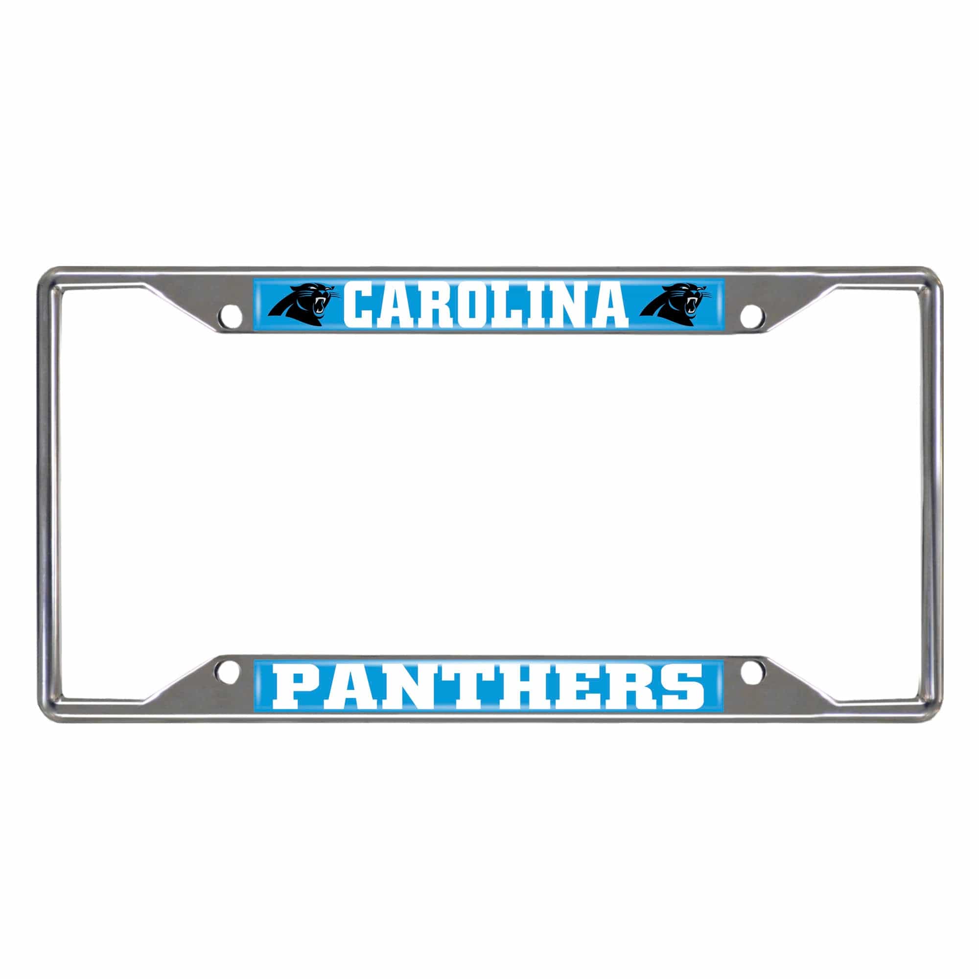 Carolina Panthers Chrome Metal License Plate Frame, 6.25in x 12.25in - Carolina Panthers