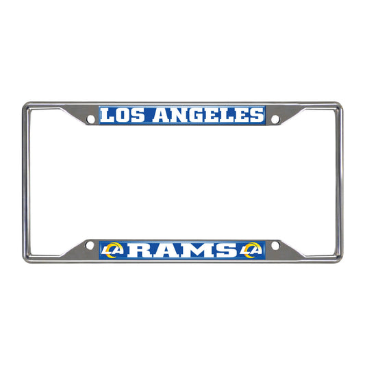 Los Angeles Rams Chrome Metal License Plate Frame, 6.25in x 12.25in