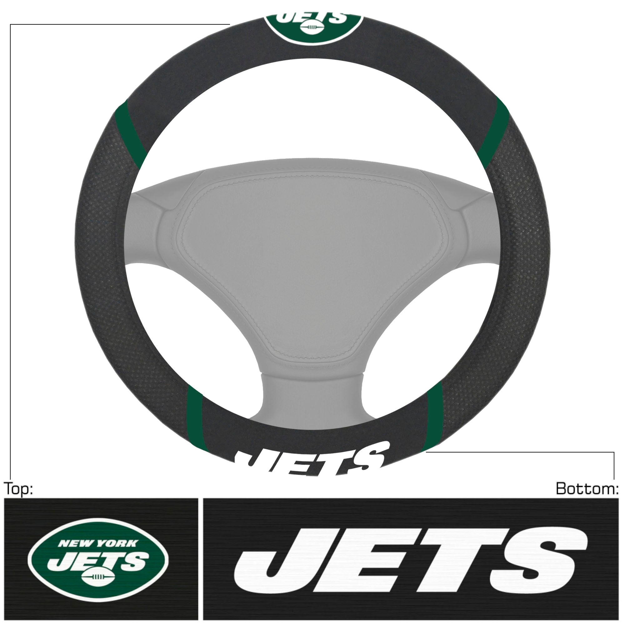 New York Jets Embroidered Steering Wheel Cover