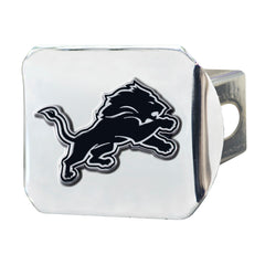 Detroit Lions Chrome Metal Hitch Cover with Chrome Metal 3D Emblem