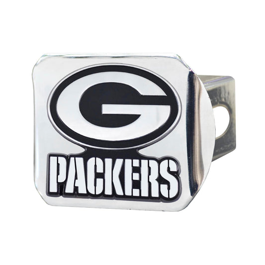 Green Bay Packers Chrome Metal Hitch Cover with Chrome Metal 3D Emblem - Green Bay Packers