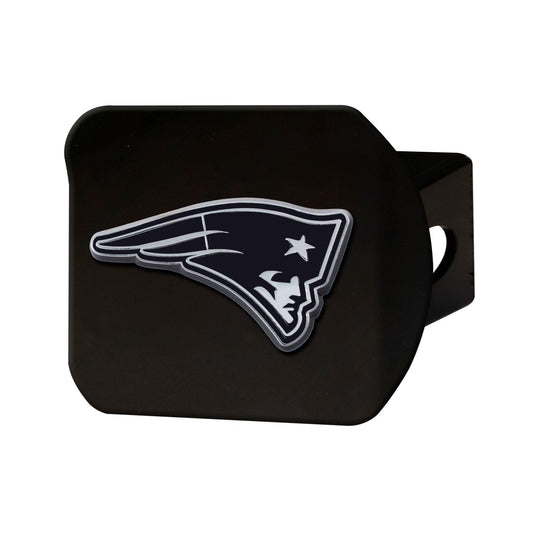 New England Patriots Black Metal Hitch Cover with Metal Chrome 3D Emblem