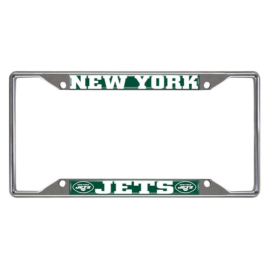 New York Jets Chrome Metal License Plate Frame, 6.25in x 12.25in