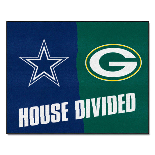 NFL House Divided - Packers / Cowboys House Divided Rug - 34 in. x 42.5 in. - NFL House Divided - Packers / Cowboys