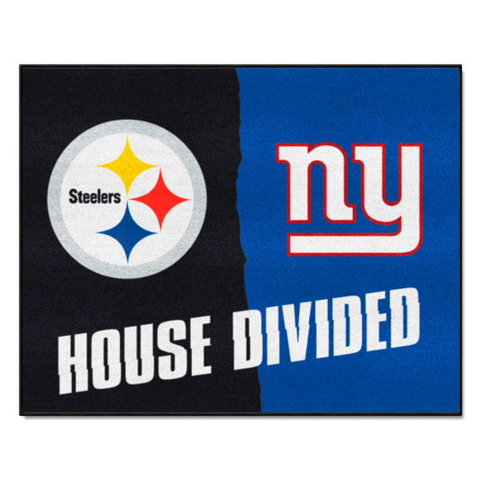 NFL House Divided - Steelers / Giants House Divided Rug - 34 in. x 42.5 in. - NFL House Divided - Steelers / Giants