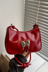 Butterfly PU Leather Knotted Strap Shoulder Bag - Trendsi