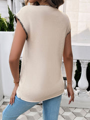 Round Neck Cap Sleeve Knit Top