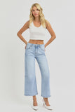 RISEN Full Size High Rise Seamed Detail Wide Leg Crop Jeans - Trendsi