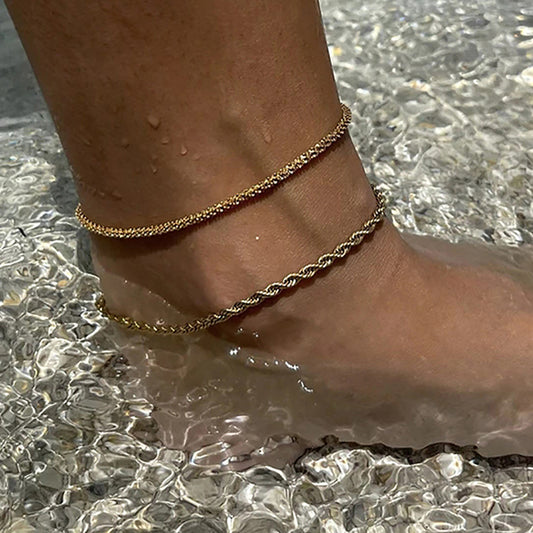 Stainless Steel Twist Chain Ankle Bracelet Trendsi