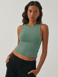 Round Neck Cropped Tank - Trendsi