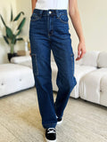 Judy Blue Full Size High Waist Straight Cargo Jeans - Trendsi